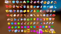 3D Icons Pack object, assets, prop, crown, item, icon, weapon, game, 3d, lowpoly, gear, layerlab