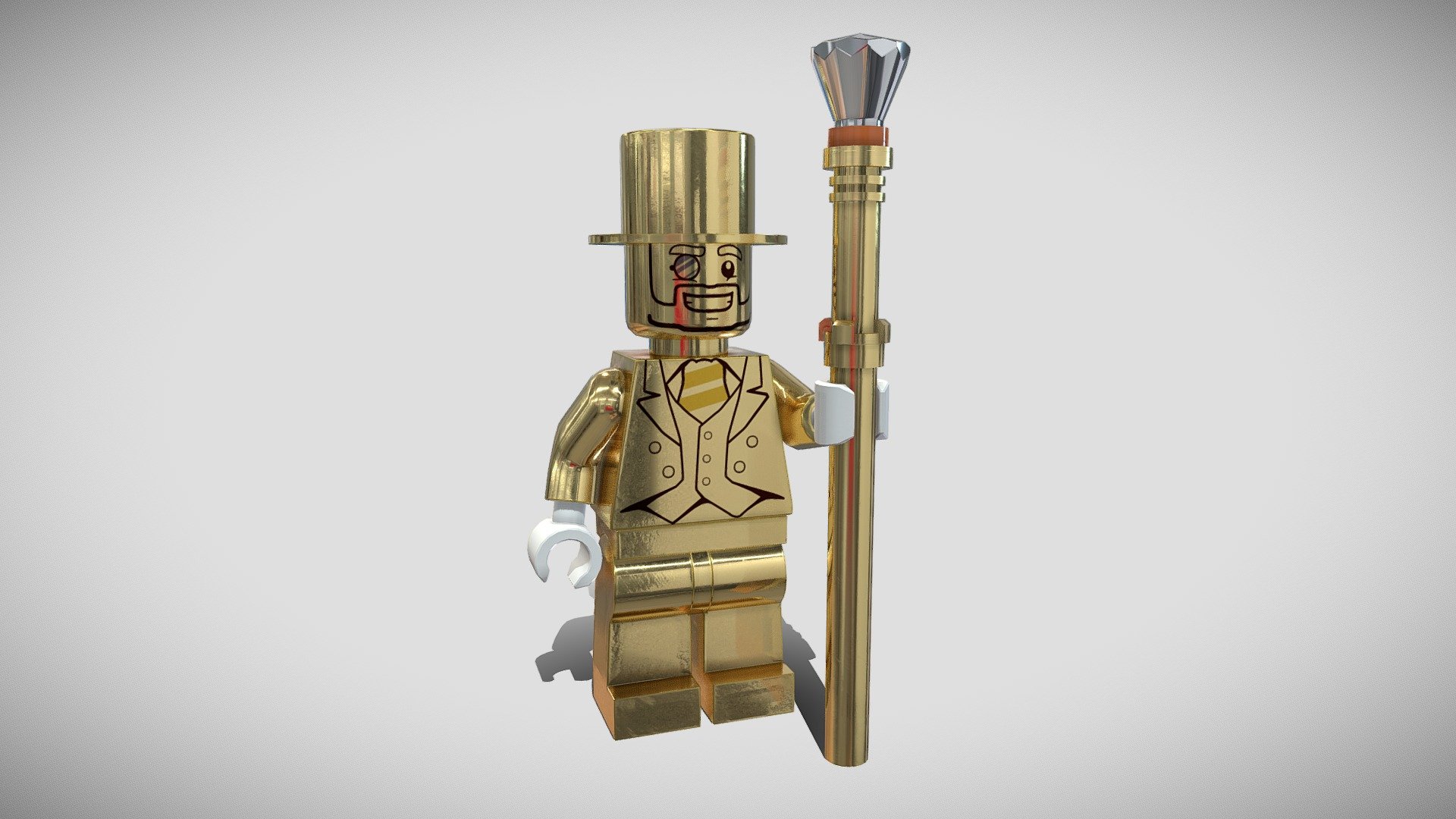 3D Model of the LEGO Minifigures character, Mr. Gold modelled in Maya and textured in Substance Painter 3d model
