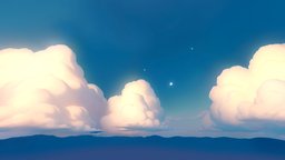 Stylized Cloudy Sky scene, sky, 360, clouds, level, rose, day, sunny, panorama, leveldesign, casual, dreamy, 6k, wallpaper, skybox, cloudy, cubemap, cartoon, stylized, blue, anime, environment, createdwithai