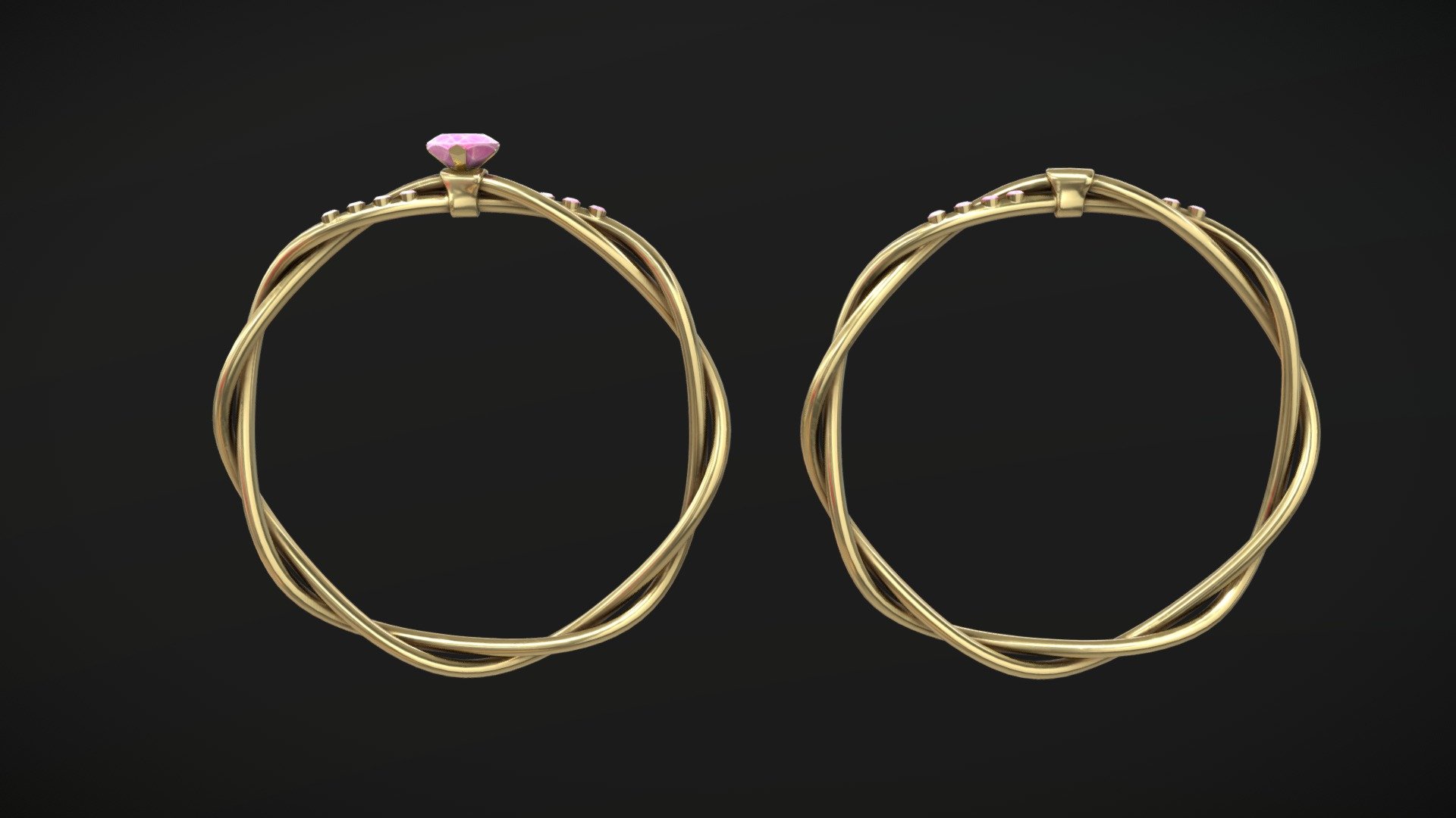 Twisted rings

I made them in Blender (modeling and unwarping) then baked and textured them in Substance Painter 3d model