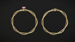 Twisted rings jewellery, style, assets, prop, jewelry, fashion, silver, pink, gem, diamond, props, gems, gemstone, jade, weeding, substancepainter, substance, modeling, asset, game, 3d, blender, stone, ring, rings, gold, noai