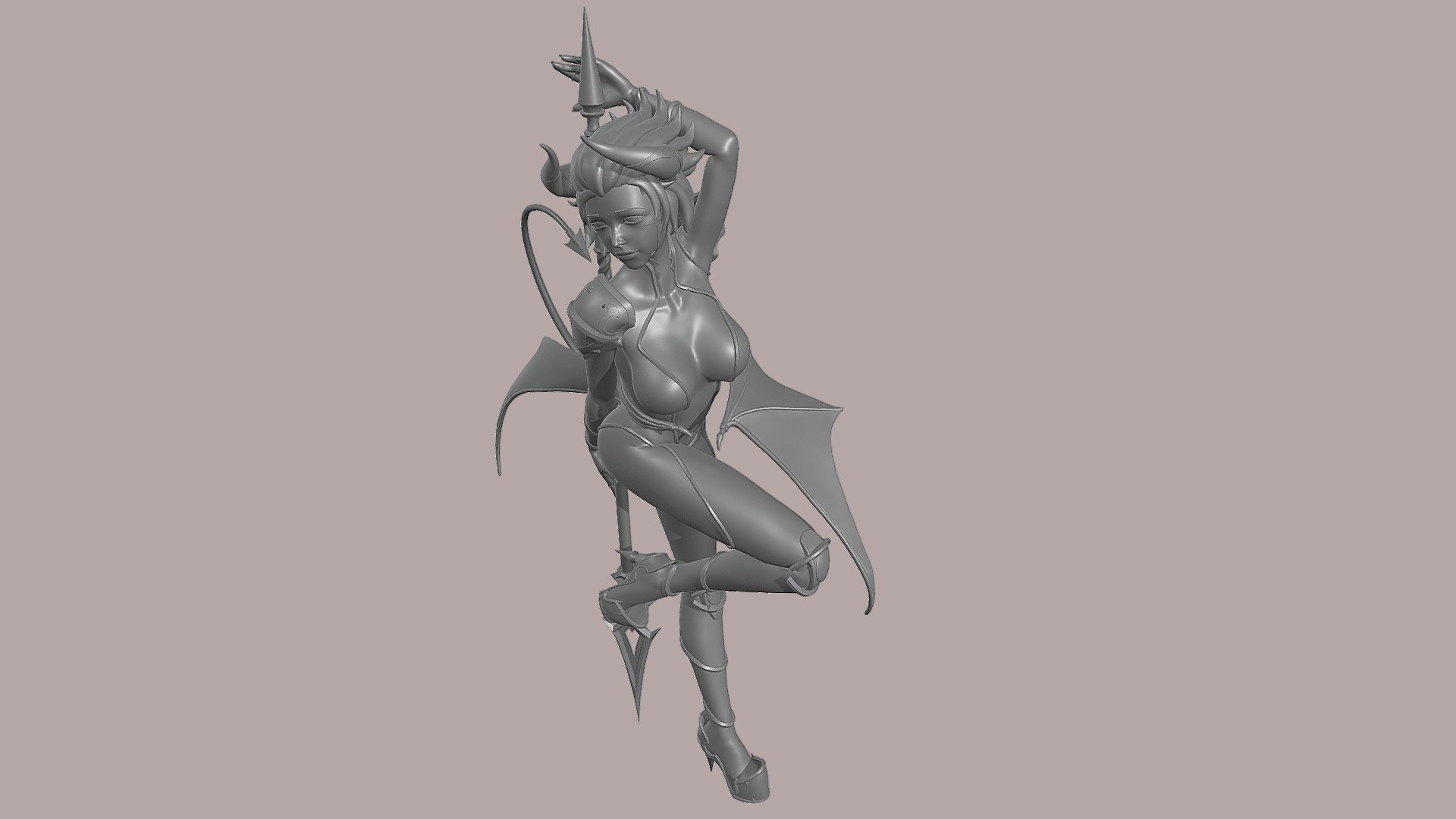 Highly polygonal Succubus model. The height of the original is 170 mm. You can easily resize it. Ideal for printing on polymer printers - S00020 Succubus with a spear - Buy Royalty Free 3D model by stonks3d 3d model
