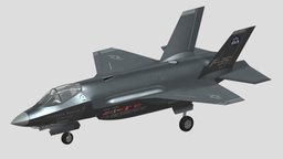 Lockheed Martin F-35 Lightning II PBR Realistic modern, stealth, airplane, fighter, martin, vr, f, ar, ii, fbx, aircraft, jet, airforce, 35, lightning, lockheed, asset, game, 3d, military, plane, usa