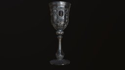 Silver Ornamental Chalice eye, medieval, crystal, silver, decorative, goblet, gothic, metal, old, chalice, ornamental, dark, black