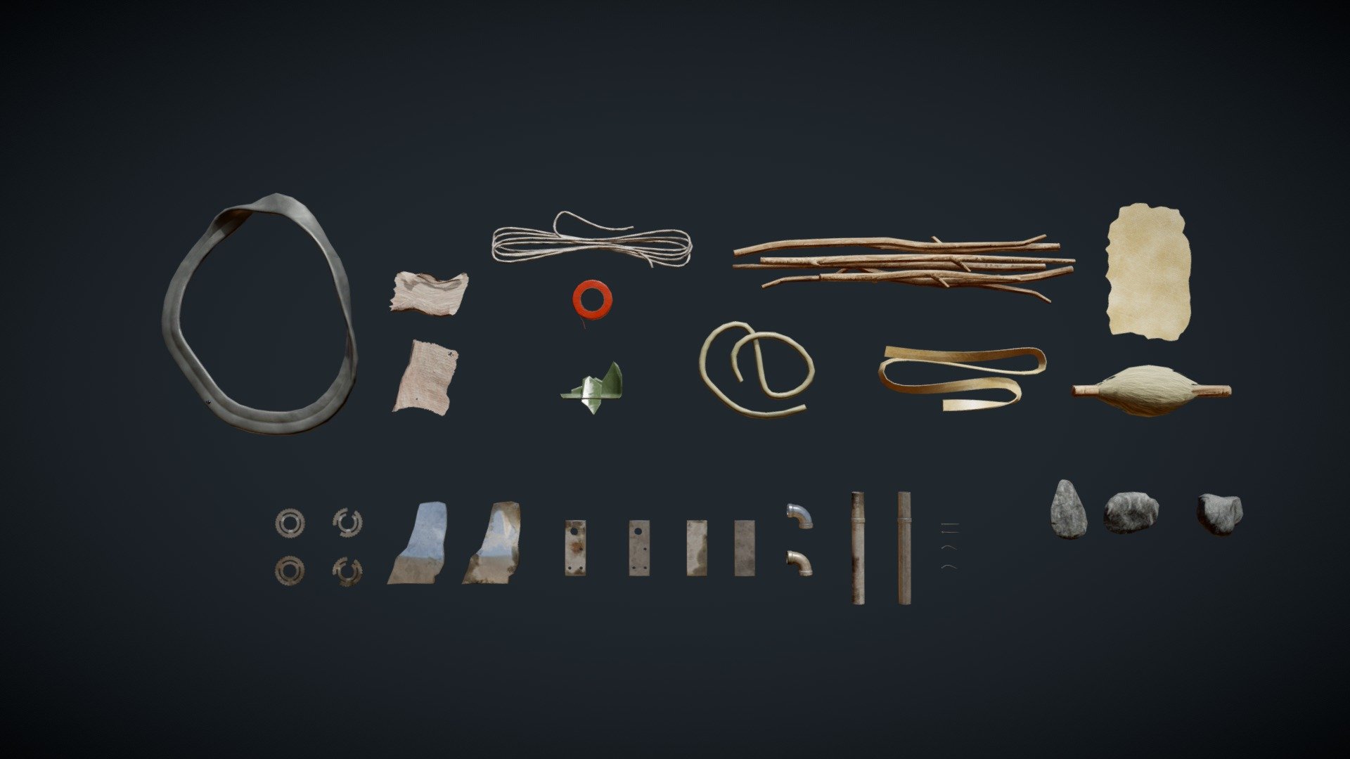 Crafting materials for survival games. 
Suitable for modern or natural environments, zombie apocalypse etc 3d model