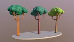 Low-poly | Tree Set (Free Download) trees, forest, assets, pack, diorama, gameassets, 3d-model, freedownload, freemodel, yarts, low-poly, low, poly, environment, yhewage