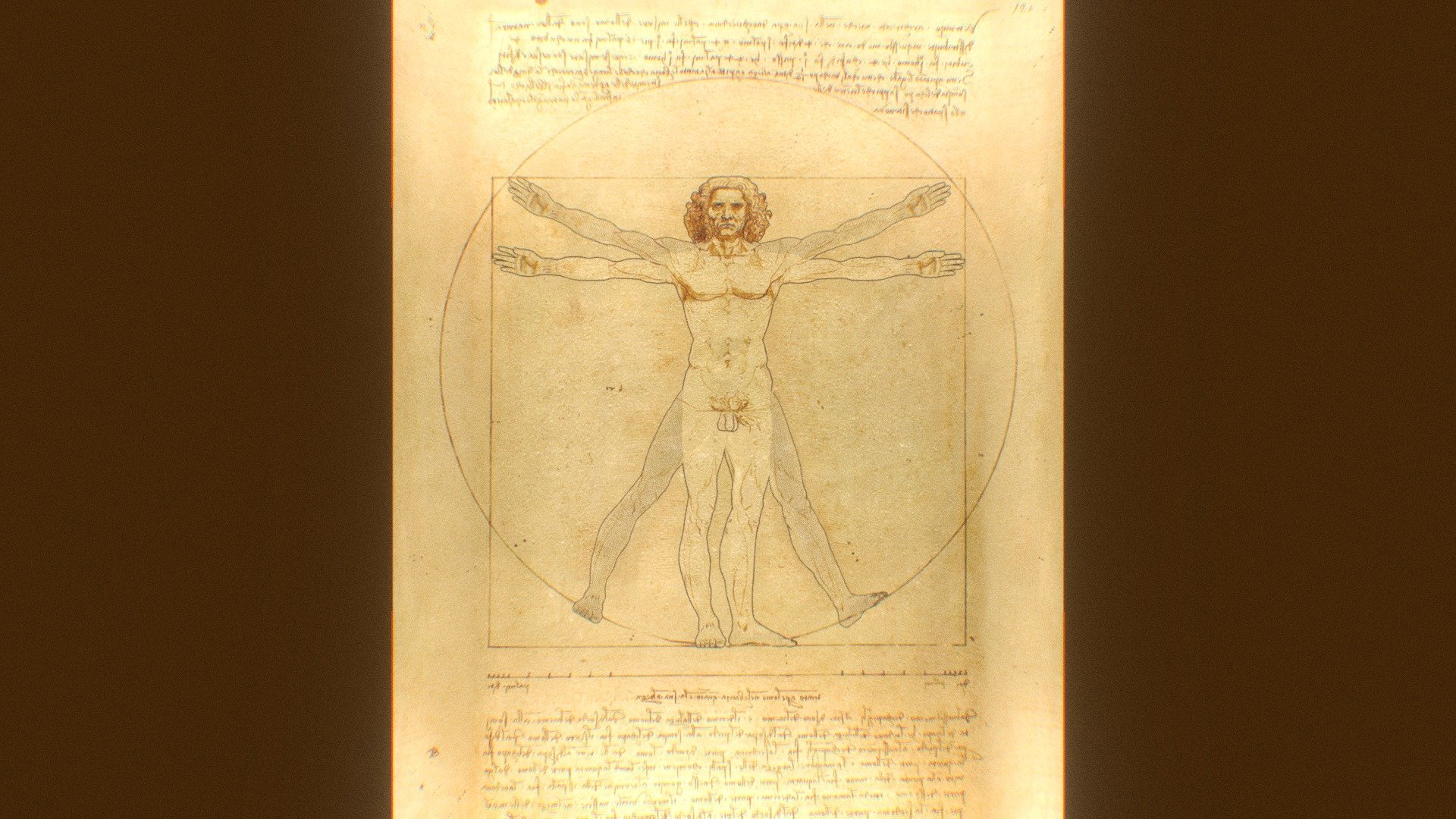 This is a 3D animated tribute to Leonardo da Vinci (April 15, 1452 - May 2, 1519), with a 3D rendition of Vitruvian Man (1487), a famous human anatomy drawing by da Vinci.


這3D動畫是對李奧納多·達芬奇 (1452年4月15日至1519年5月2日)的3D致敬，三維化了維特魯威人 (1487年) ，李奧納多·達芬奇著名的一幅人體素描。


 - Vitruvian Man 3D - 3D model by hinxlinx 3d model