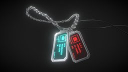 Holotag Necklace neck, hologram, fighter, soldier, tag, army, jewelry, pendant, accessories, cyberpunk, name, accessory, metal, chain, military, war, clothing