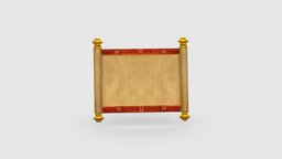 Ancient scroll court, ancient, paper, asia, emperor, china, classic, imperial, chinese, scroll, write, lowpolymodel, handpainted, cartoon, book, stylized
