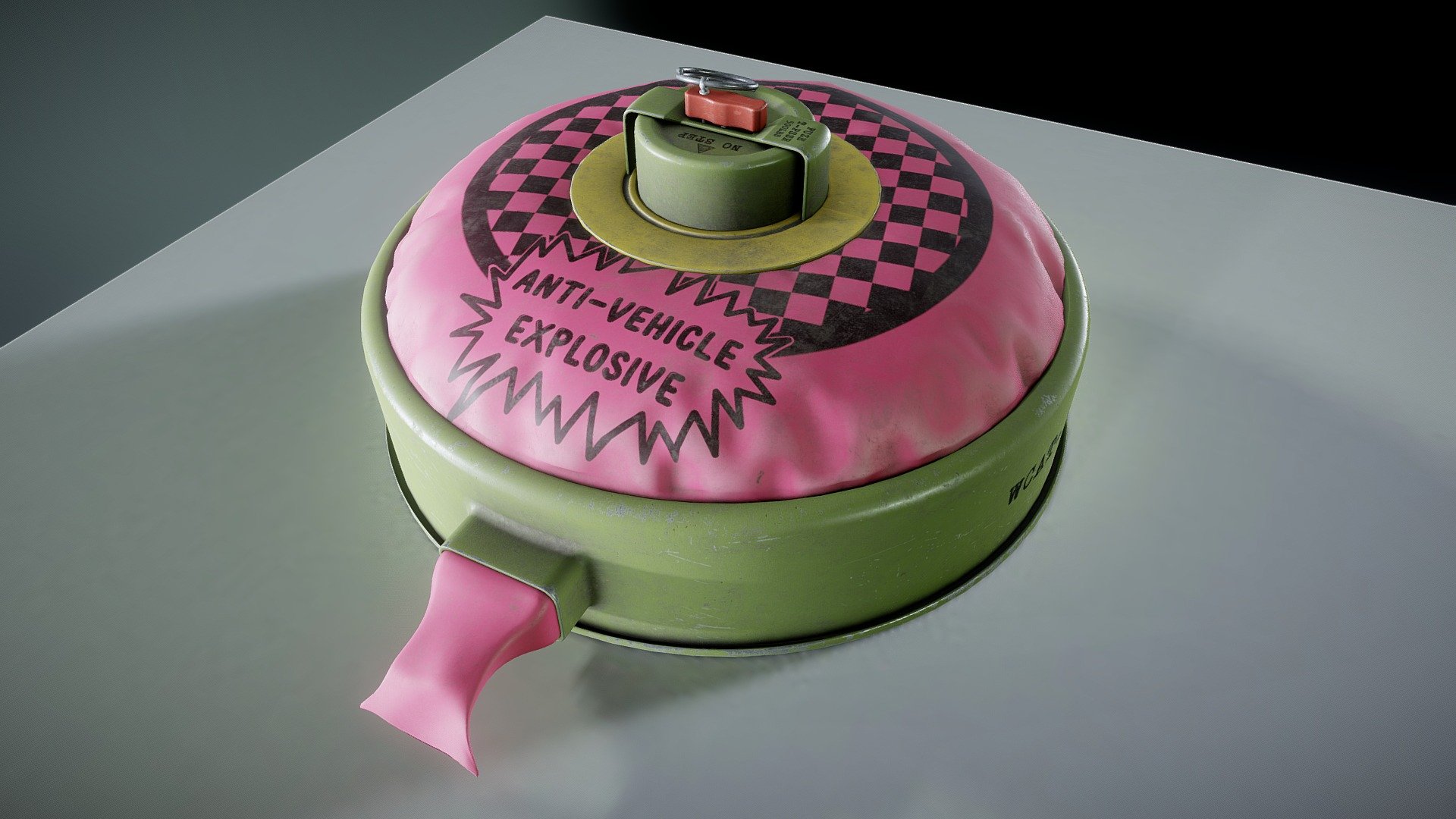 Introducing the Whoopee Cushion AT-15 landmine! The super silliest way to damage or disable heavily armored vehicles! - Whoopee Cushion Anti-Tank Mine - 3D model by Kommander Karl (@kommanderkarl) 3d model