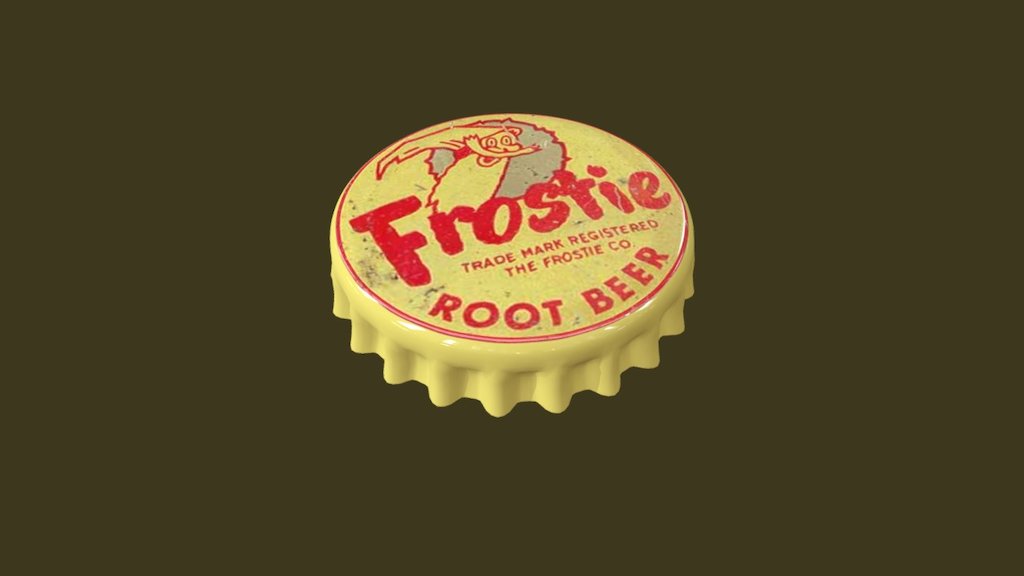 Frostie Root Beer bottle cap with cork liner - Frostie Bottle Cap - 3D model by HandEyeInteractive 3d model