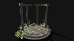 Stone Sanctuary plant, grass, plants, medieval, altar, sanctuary, stone