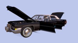 Cadillac Fleetwood 1972 cadillac, classic, game-ready, pbr-texturing, car