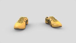 Yellow Leather Flat Sports Shoes Sneakers