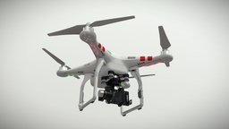DJI Phantom 2 Quadcopter with gimbal GoPro HERO spy, flying, drone, platform, action, aerial, recording, extreme, gimbal, aircraft, camera, quadcopter, navigation, low-poly, 3d, low, poly, model, fly, helicopter, video, sport