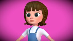Stylized Cartoon Game Girl Character (Rigged)