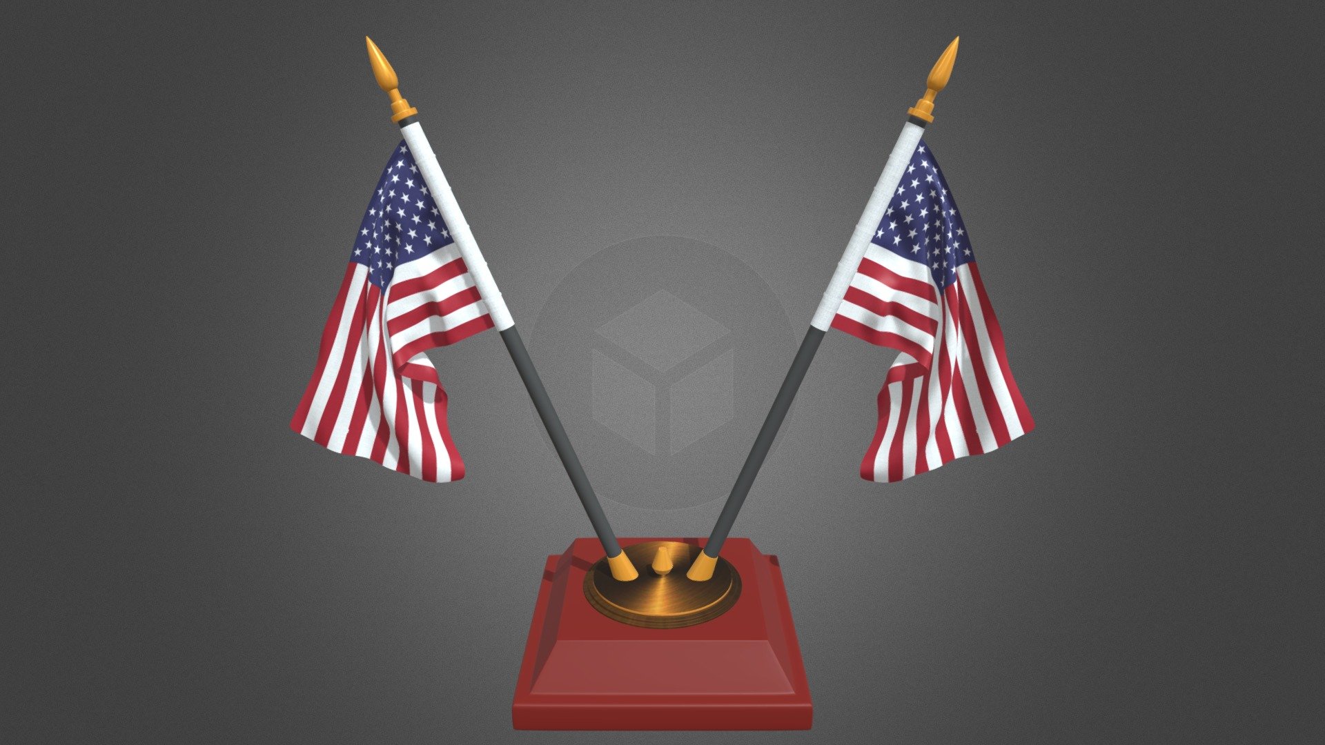 United State Of America Double Flag - Download Free 3D model by arogeek 3d model