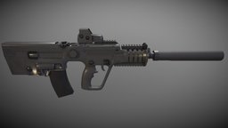 Tavor TAR-21 (EOTech Sight & Silencer) rifle, assault, fps, tavor, 21, tar, eotech, weapon, unity, unity3d, gun