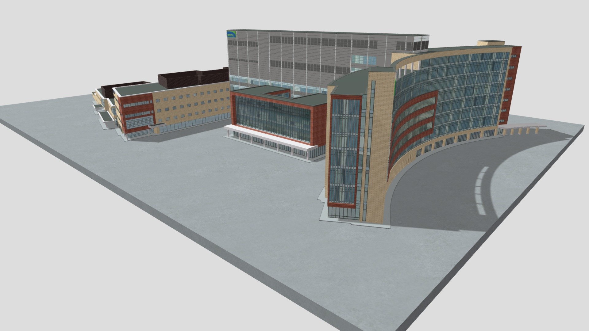 Hospital Building
Originally created with 3ds Max 2015 and rendered in V-Ray 3.0. 

Total Poly Counts:
Poly Count = 197191
Vertex Count = 301846

Please Visit:
https://nuralam3d.blogspot.com/2021/11/hospital-building.html - Hospital Building - 3D model by nuralam018 3d model