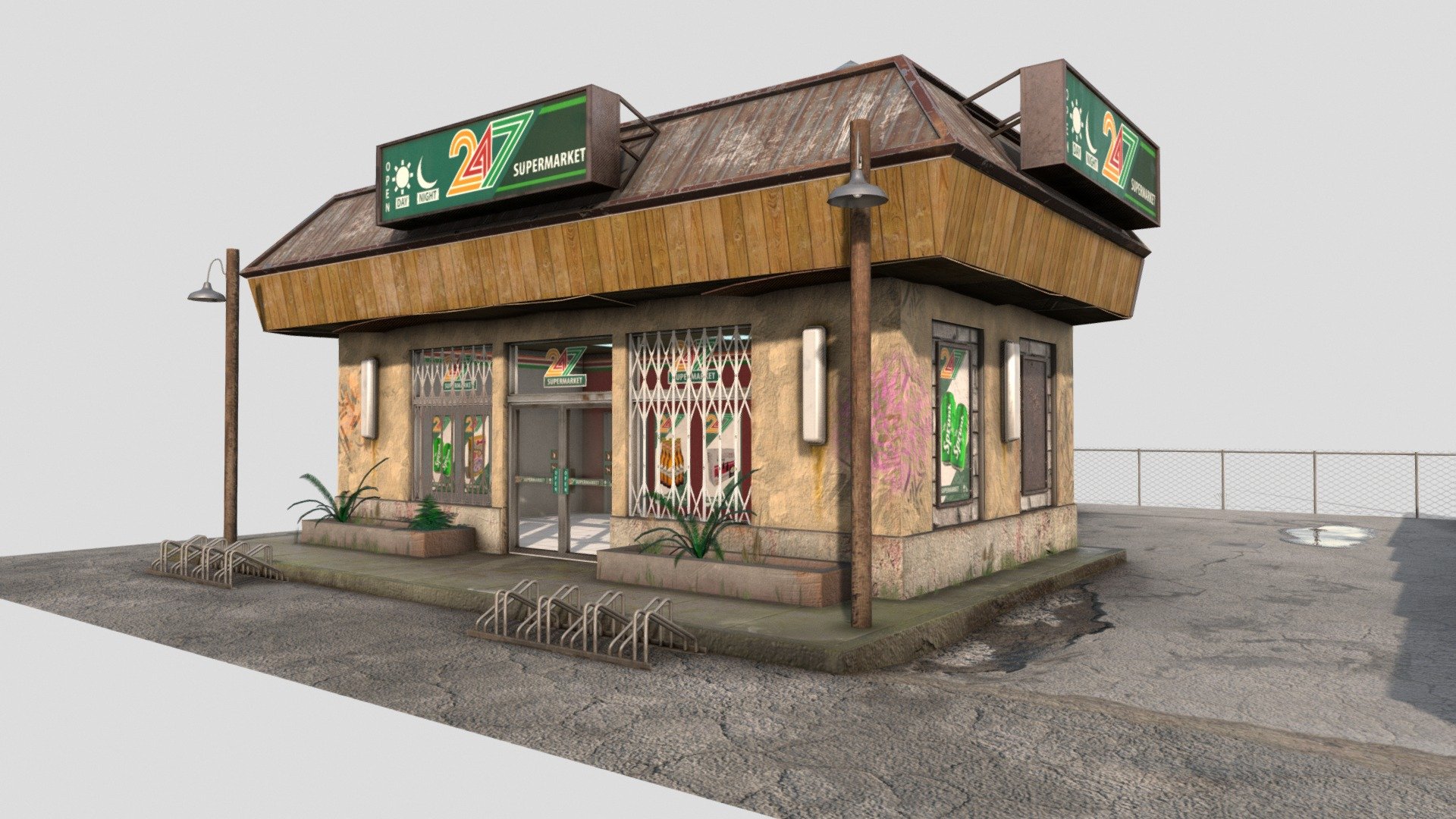 247 Supermarket GTA - Made on Cinema 4D Substance Painter and Photoshop. -&gt; 4K Texture ( Completely made by myself ) This model is not free of rights You must inform me of your usage. By Max - Contact Discord : max5532 - 247 Supermarket (Sandy Shores) - Type GTA V - Download Free 3D model by Max (@Max-5532) 3d model