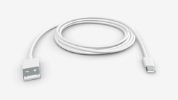 USB C to USB cable computer, power, white, usb, equipment, plug, wire, data, port, connector, lightning, cable, isolated, cord, transfer, 3d, pbr, plastic, usbc