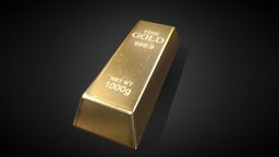 Gold Bar Low Poly bar, money, ingot, gold-bar, lowpoly, gold