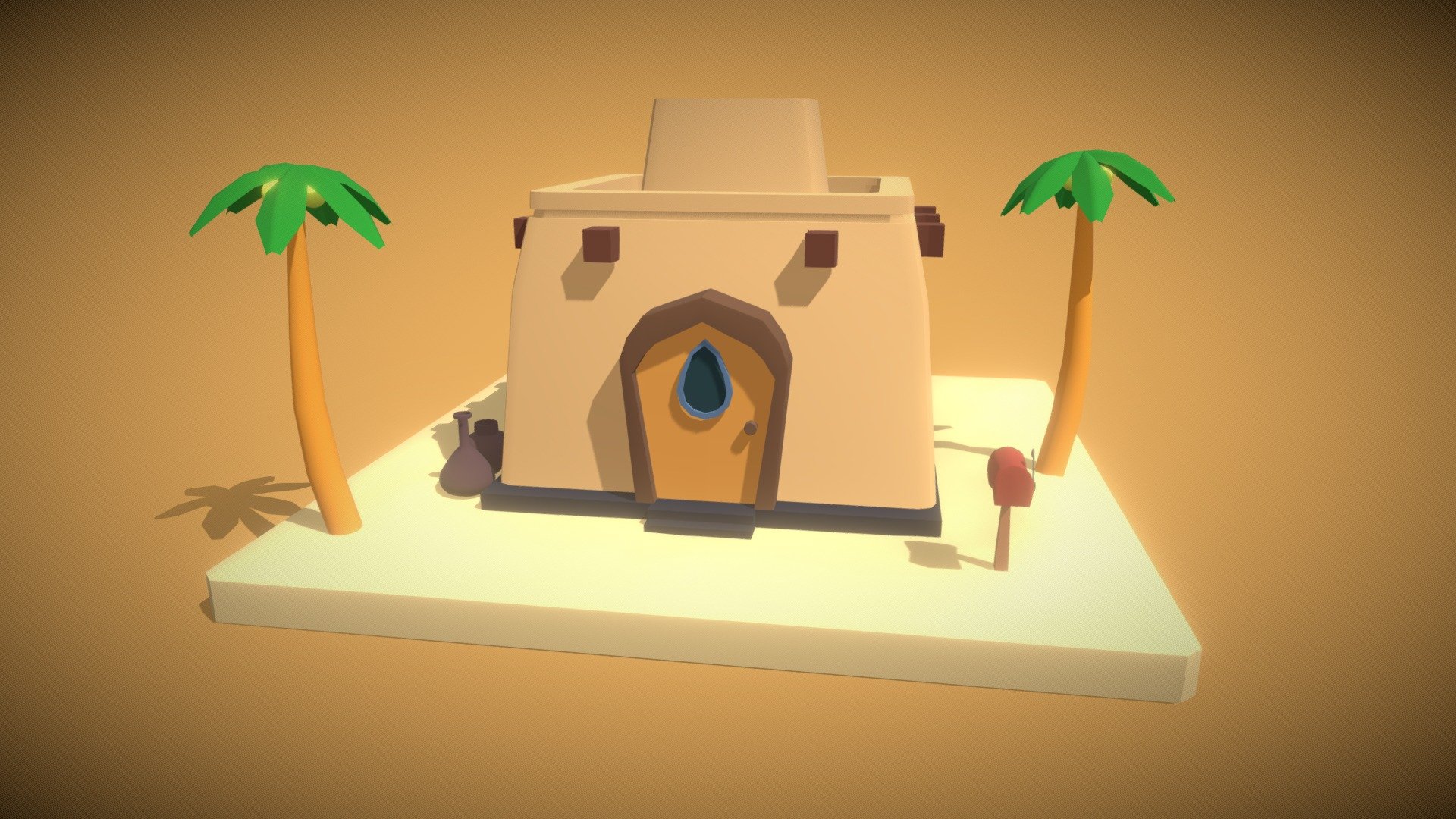 After a new year's eve, i have been modeling a house that is inspired by egyptian environment so i made cozy house 3d model