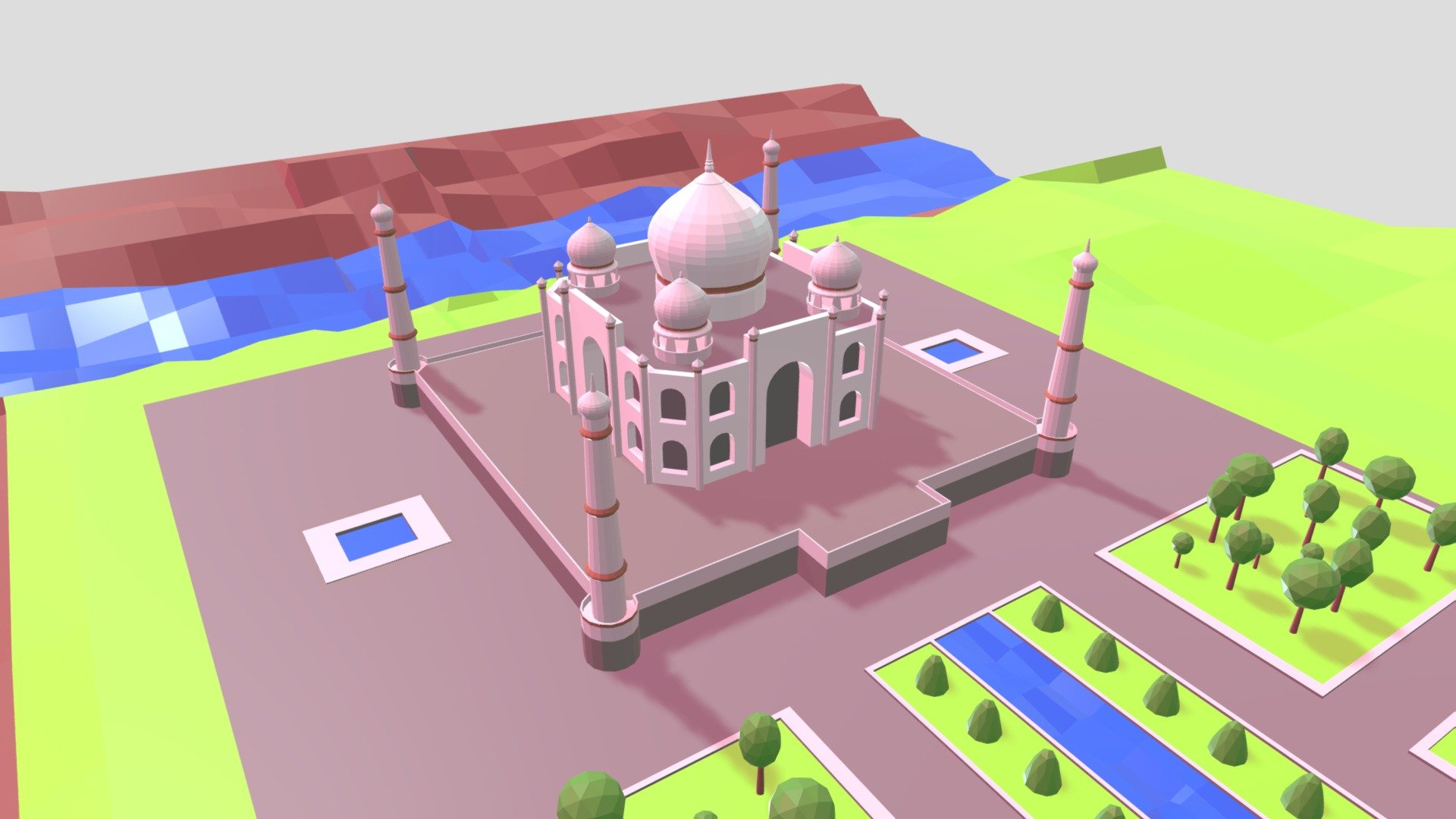 3D Illustration Low poly - Taj Mahal - 3D model by artsy_gamex (@mustaknaik) 3d model