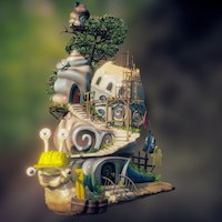 snail "Foureye" builder ("šnek Čtyřočko") snail, fairytale, character, cartoon, cinema4d, building, fantasy