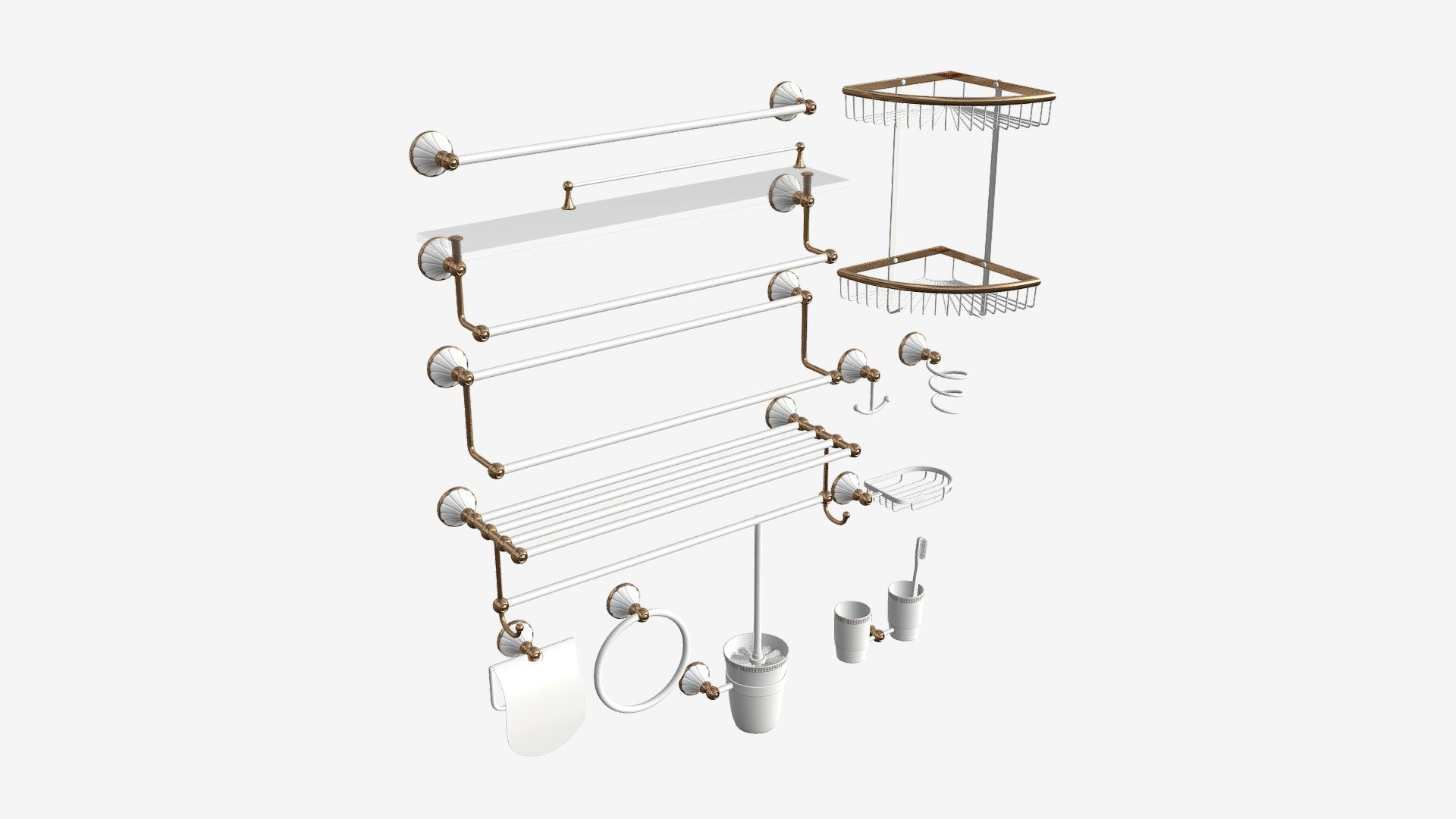 Bathroom Accessory Set Shelf Hanger - Buy Royalty Free 3D model by HQ3DMOD (@AivisAstics) 3d model