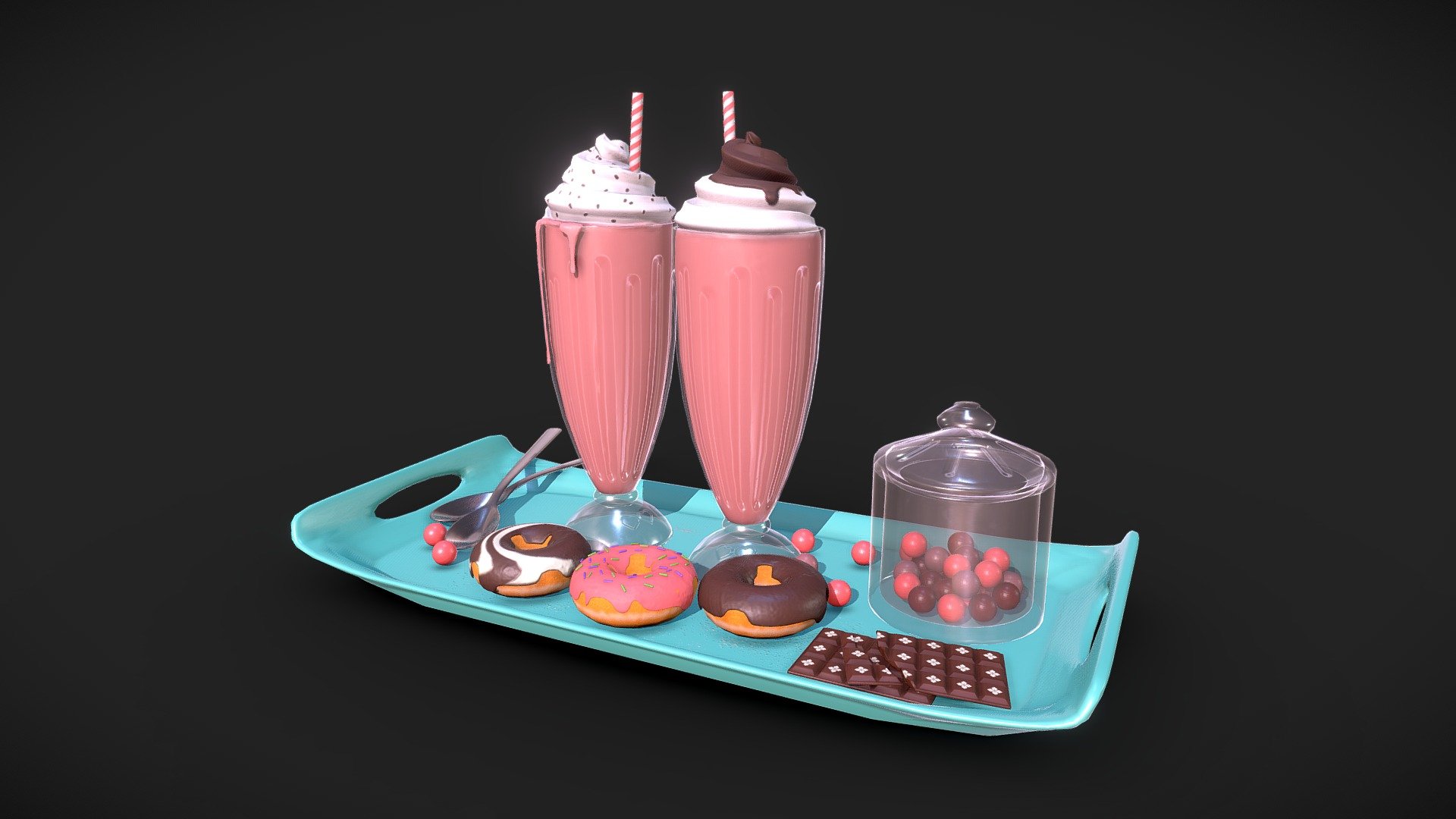 4k texture maps
1 texture sets

-Ambient occlusion
-Opacity map
-Normal map
-Metalness
-base color
-Roughness map - Milk Shakes - Buy Royalty Free 3D model by Pratibha (@Camay) 3d model