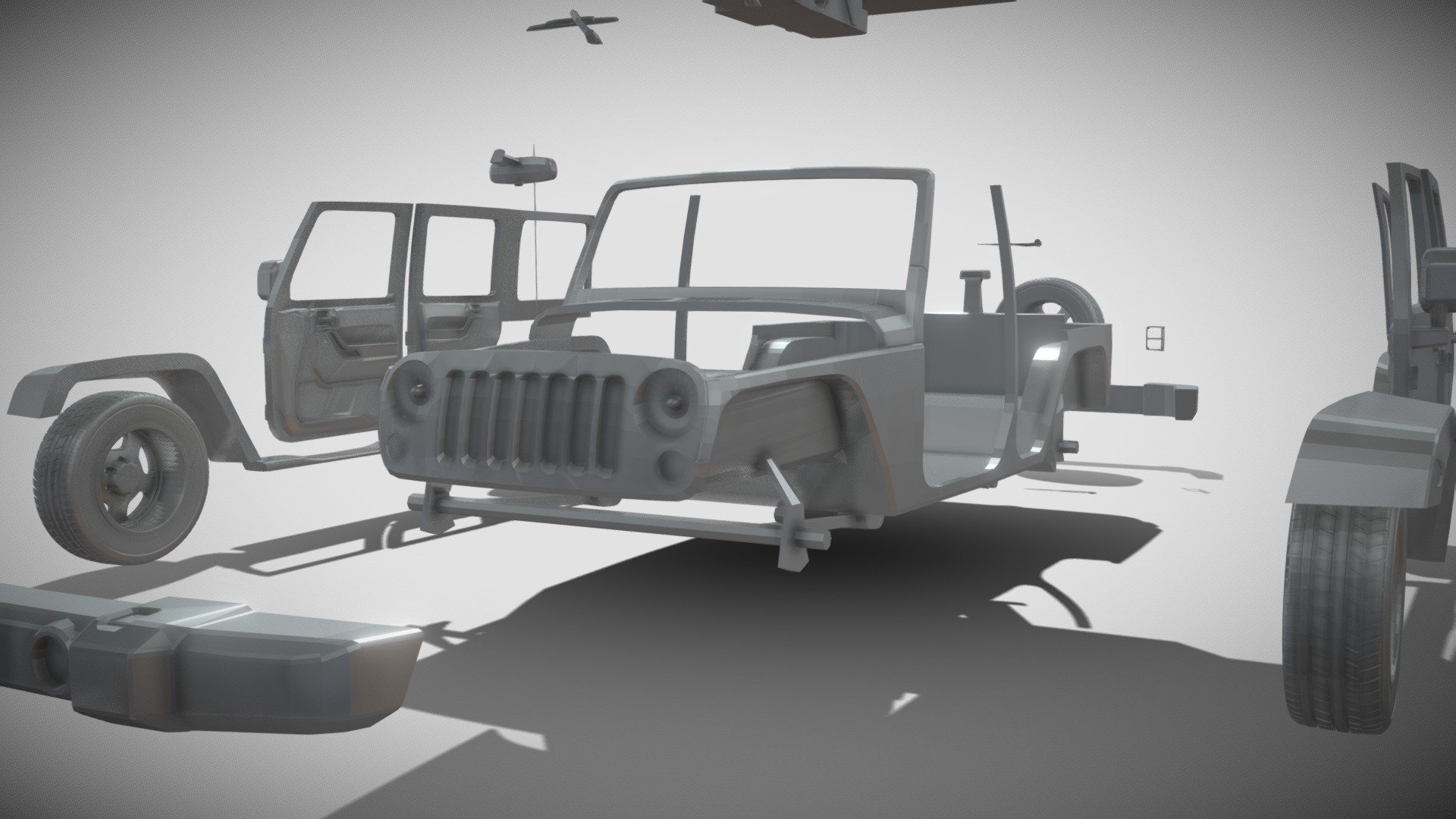 With 2 months of hardworking. We're officially announcing our first 3D Print Ready model - Jeep Wrangler with fully detailed interior as well. The animation shows the broken down parts and the way to assemble them.

default size of the model 2.5m x 3.1m, easily adjustable.
Tested on Anycubic Photon Printer

You'll need to print each part seprately and then assemble them the way it shows. Window glass can be made and provided as per customer request 3d model