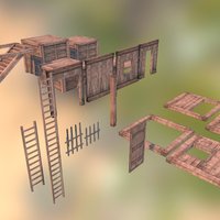 Survival Wood Crafting Kit kit, base, craft, ready, survival, package, crafting, game, low, poly, house, wood