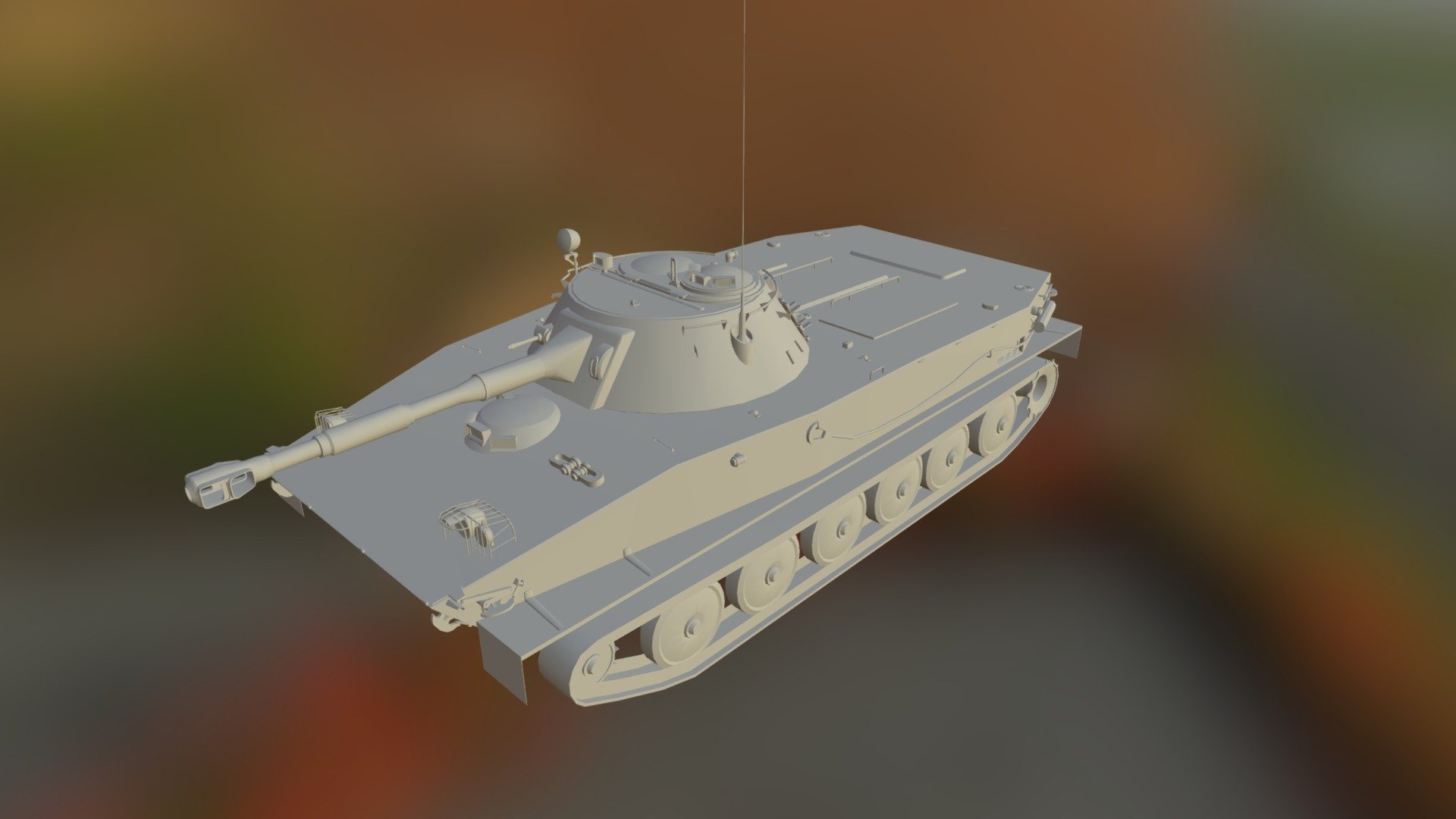 PT 76 (Soviet amphibious light tank) - 3D model by BETEP_OFP 3d model