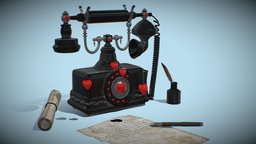 Valentine : Vintage Telephone and Love Letter