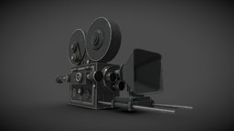 1930s Movie Camera cinema, vintage, retro, electronic, classic, movies, 1930s, vintagecamera, hollywood, classicdesign, blender28, design, technology, video, highpoly
