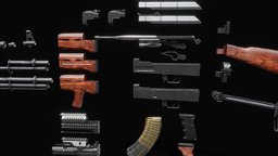 Modular AK47 v2.0 rifle, custom, kalashnikov, pbr, gun, ak47, modular