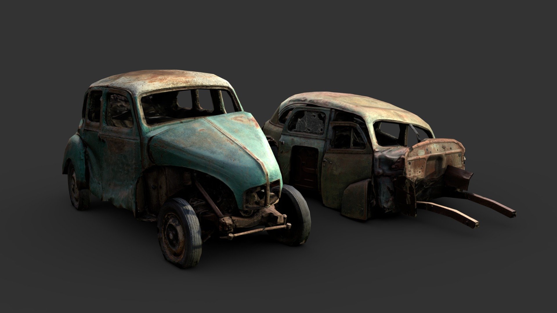Even if you combined them, I doubt you'd have a whole car. Gameready models based on 3D scan data provided by https://sketchfab.com/chrisbischoff

Made in Realitycapture, 3dsmax, Topogun, and Substance Painter 3d model