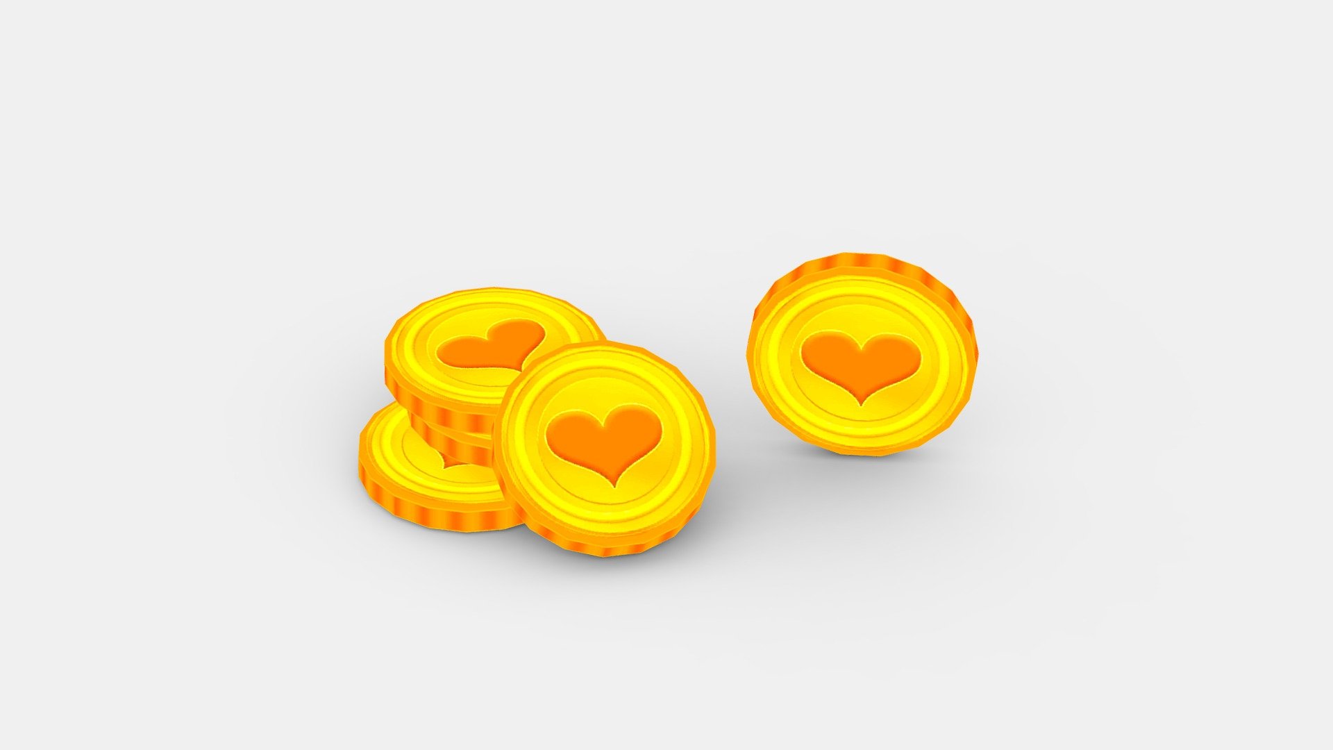 Cartoon love gold coin - Cartoon love gold coin - Buy Royalty Free 3D model by ler_cartoon (@lerrrrr) 3d model