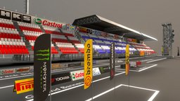 Race Track Props Collection fence, rail, stadium, pack, collection, racetrack, seats, banners, blender3dmodel, rallycross, billboards, barrier-wall, racinggame, stadium-lights, stadium-seats, blender3d, racing, race, racinggraphics, bannerpole, flagsmodel, exterior-prop, race-track-props