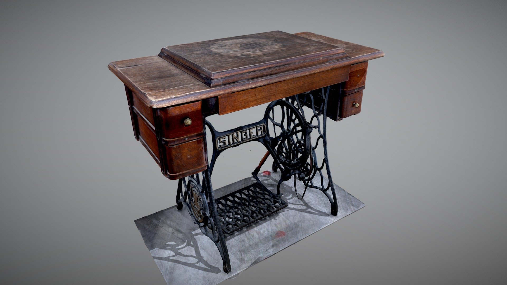 3D model of antique sewing machine by Singer right before renovation. Reduced. No retouch - SINGER Reduced - 3D model by Maciej Firko (@geoprofil) 3d model