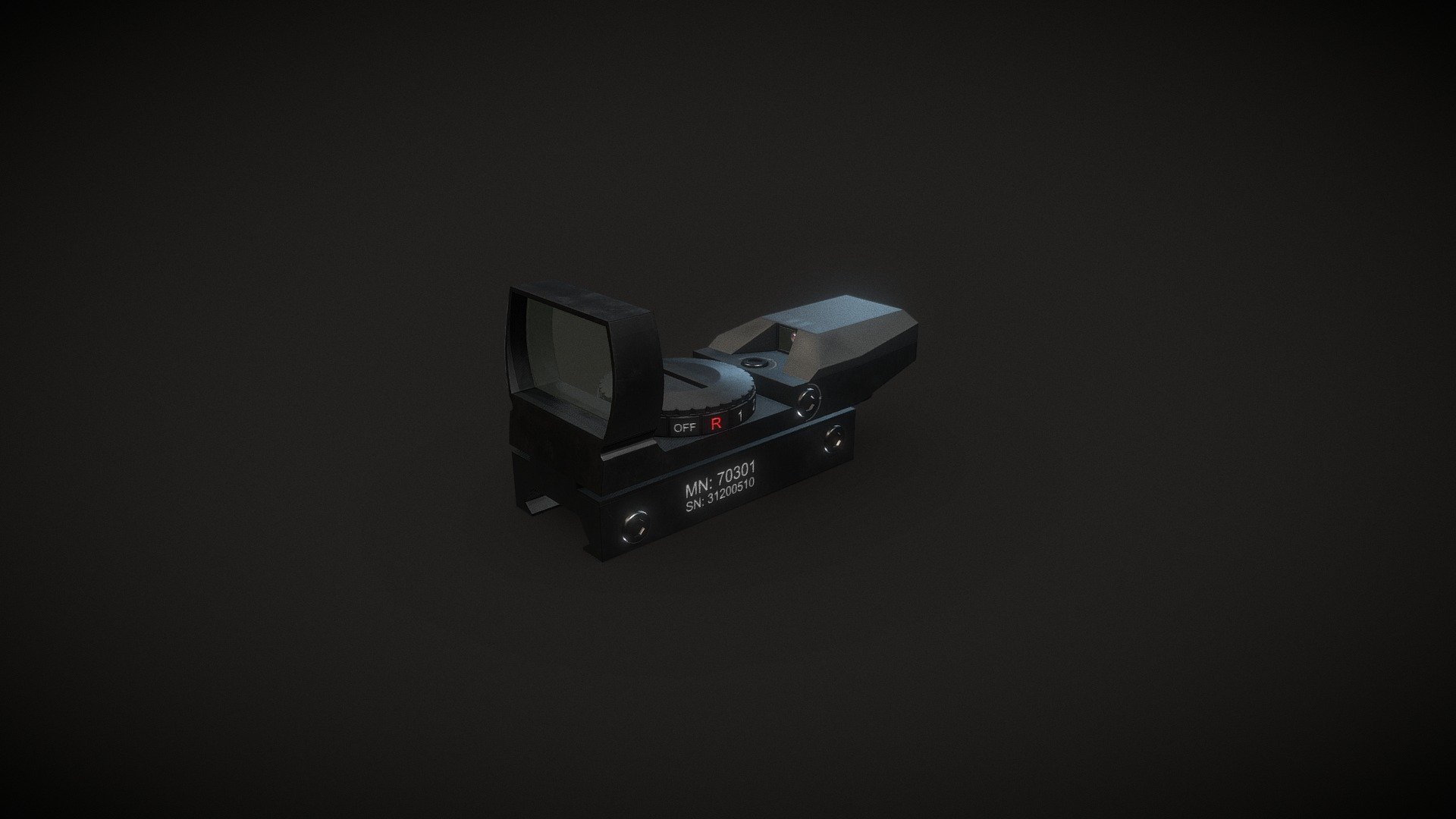 Red Dot Scope I worked on as an afternoon practice project.

Uses PBR materials and topped out at 4,688 tris 3d model