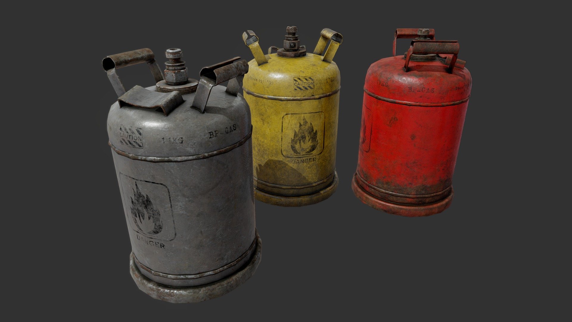 Propane Gas Cylinder PBR

Very Detailed Low Poly Propane Gas Cylinder with High-Quality PBR Texturing and 3 color variations

Fits perfect for any PBR game as Decoration or a Tool, or Explosive. 

The Mesh is unwrapped, and UV Mapped PBR Painted 

Standard Textures
Base Color, Metallic, Roughness, Height, AO, Normal, Maps

Unreal 4 Textures
Base Color, Normal, OcclusionRoughnessMetallic

Unity 5/2017 Textures
Albedo, SpecularSmoothness, Normal, and AO Maps

4096x4096 TGA Textures

Please Note, this PBR Textures Only. 

Low Poly Triangles 

5786 Tris
2955 Verts

File Formats :

.Max2018
.Max2017
.Max2016
.Max2015
.FBX
.OBJ
.3DS
.DAE - Propane Gas Cylinders PBR - Buy Royalty Free 3D model by GamePoly (@triix3d) 3d model