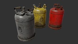 Propane Gas Cylinders PBR red, barrel, games, gas, assets, cylinder, unreal, explosive, props, yellow, cannister, unity, low-poly, asset, game, pbr, lowpoly, gameasset, gameready