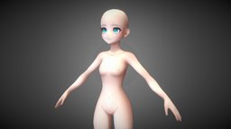 Base Anime Stylize lowpoly with texture base, anatomy, cute, paint, doll, eyes, woman, beautiful, stylize, vtuber, character, girl, cartoon, game, model, female, free, stylized, human, anime
