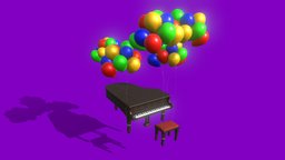 Fly Piano b3d, balloon, sketchfabweeklychallenge, blender, blender3d