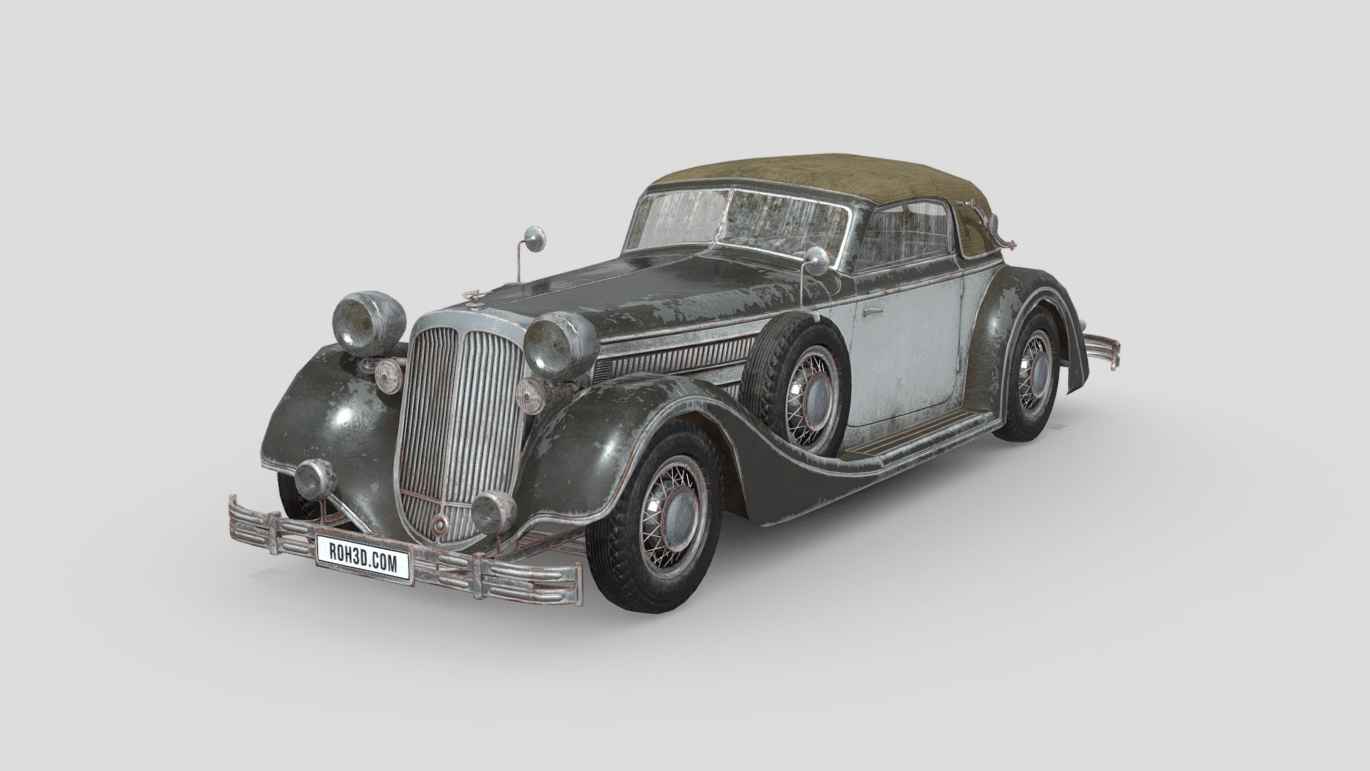 In 1937, the top model produced by Horch and all of the Auto Union conglomerate was the 853 A. It was a more powerful version of the 853 that was fitted with a 120 bhp version of the straight eight.

Many bodies on the 853 A were highly regarded, and of them the sport cabriolets are some of the most beautifully styled cars of their era. But the real creme of the crop were the select handful of ‘spezial’ roadsters built by Ermann et Rossi in Paris.

Before the war broke out and annihilated all of Auto Union with it, Horch produced just over 400 853As that were fitted with a wide variety of bodies 3d model