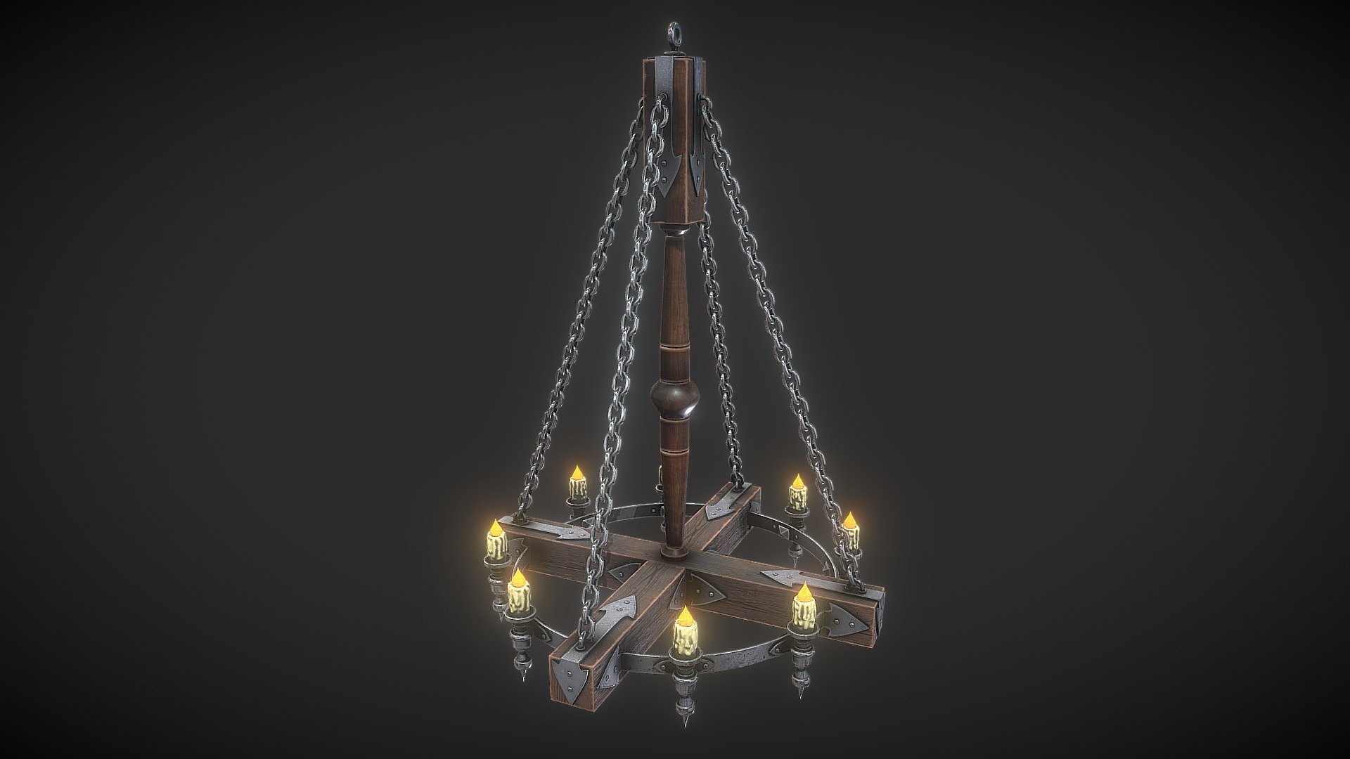 Hello. This is a high definition quality polygon of a Forged_chandelier_1 3D Model with PBR textures. Extremely detailed and realistic. Suitable for movie prop, architectural visualizations, advertising renders and other. The archive includes Obj and FBX, Marmoset scene, textures for the Unity: Base color, Height, Metallic, Mixed AO, Normal_OpenGL, Roughness. And also included in the archive textures for UE: BaseColor, Normal, OcclusionRoughnessMetallic. All textures are 4k resolution. The number of materials corresponds to the number of main objects in the scene. The model contains 2 object: Forged_chandelier_1, Forged_chandelier_1_lights. If you need, we will make a file of this model for 3D printing especially for you 3d model