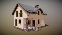 Low-Poly PBR Cottage 1 modern, cottage, exterior, residential, private, chalet, urban, floor, window, town, realistic, lodge, suburban, residential-building, architecture, house, home, city, building, village
