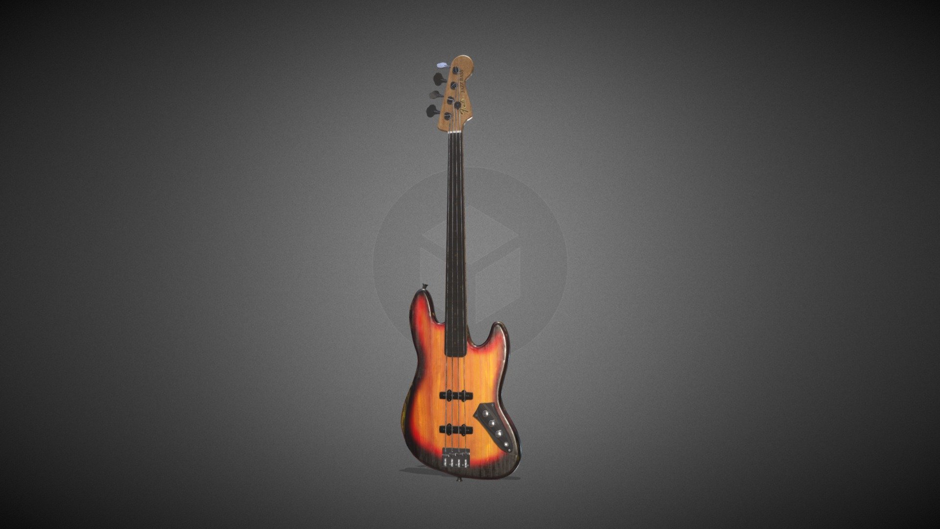 Jaco Pastorius , one of the greatest bass player in the world. 
This is his very worned out Fender Fretless Jazz Bass that he used on stage 3d model